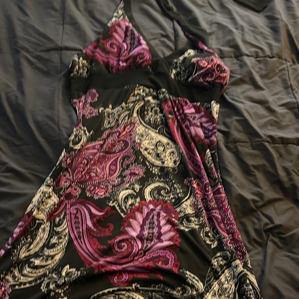 Bisou Bisou Black and Purple Maxi Dress